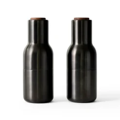 Audo Bottle Salz- & Pfeffermühle Bronzed Brass mit Walnussdeckel 2er-Set New