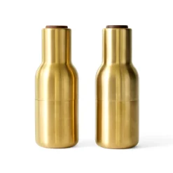 Audo Bottle Salz- & Pfeffermühle Brushed Brass mit Walnussdeckel 2er-Set New