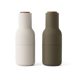 Audo Bottle Salz- & Pfeffermühle Hunting Green/Beige mit Walnussdeckel 2er-Set Clearance