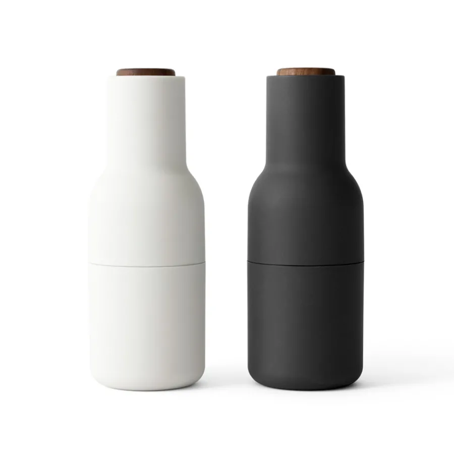 Audo Bottle Salz- & Pfeffermühle Ash/Carbon mit Walnussdeckel 2er-Set Discount