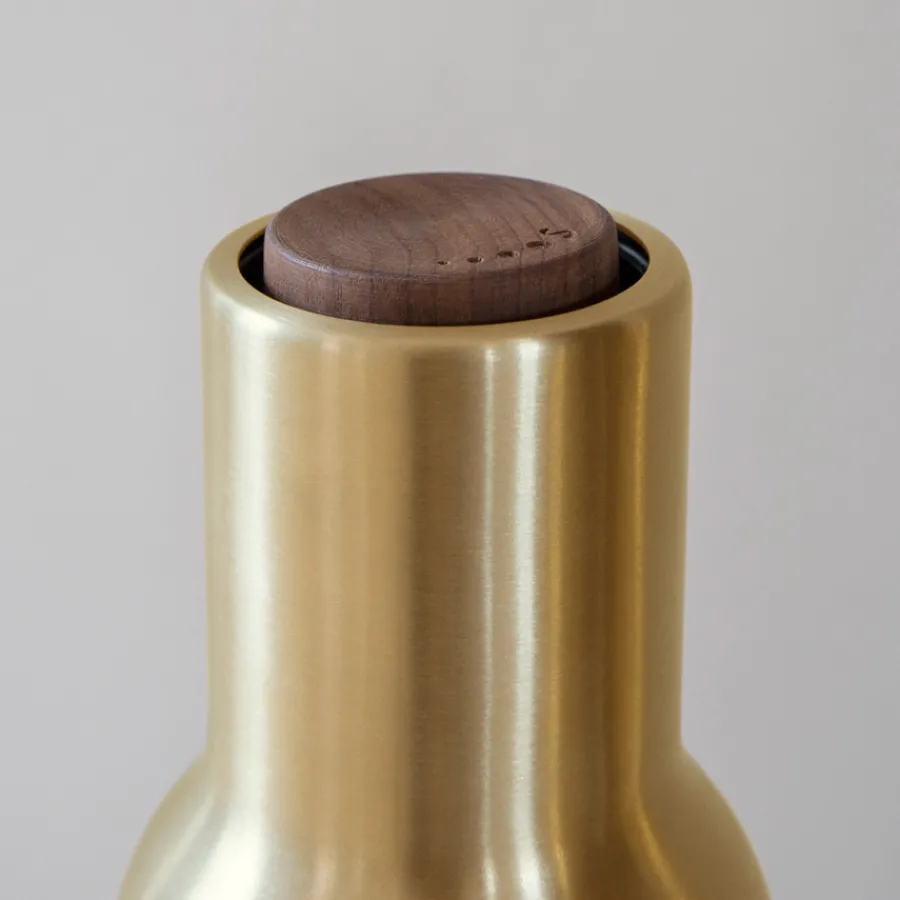 Audo Bottle Salz- & Pfeffermühle Brushed Brass mit Walnussdeckel 2er-Set New