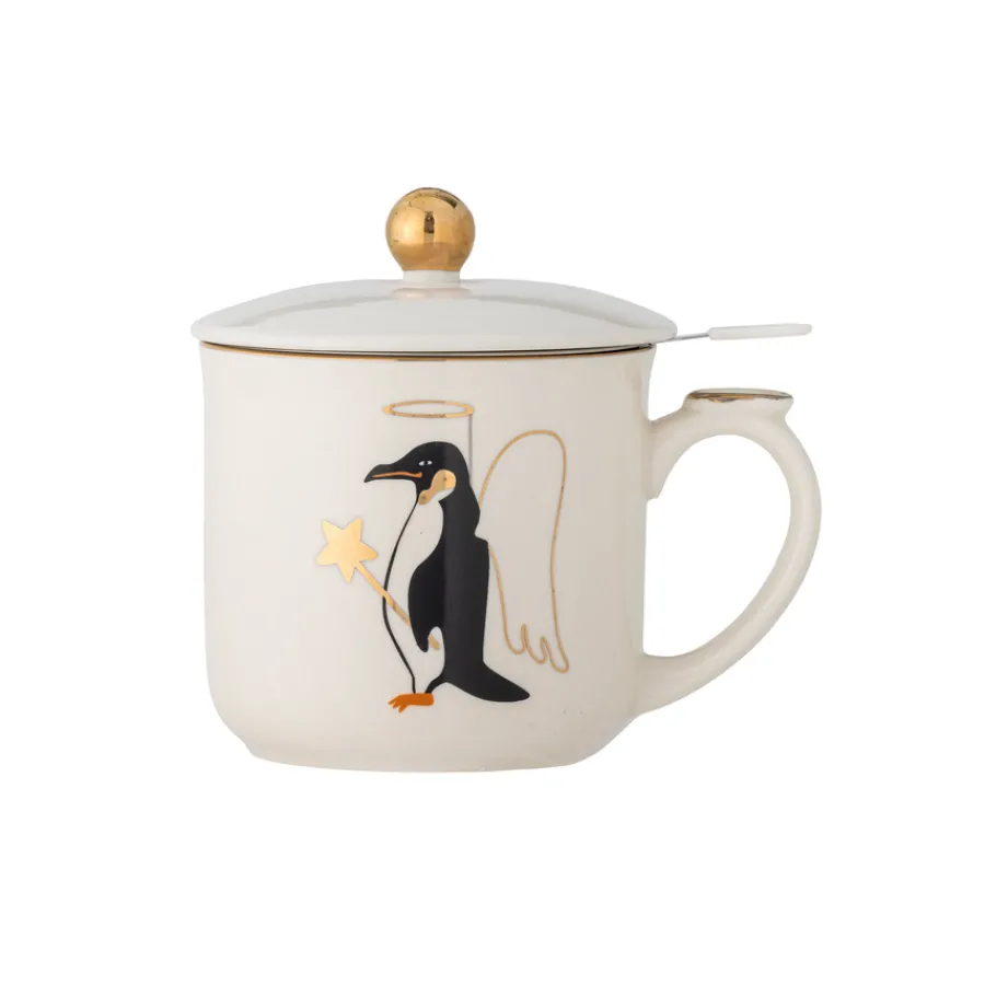 Bloomingville Tasse mit Deckel und Teesieb Valentin Gold Discount
