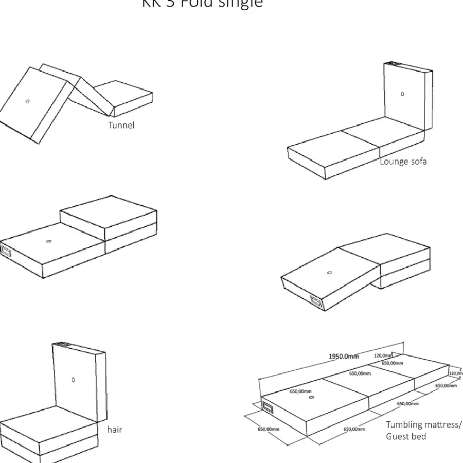 by KlipKlap KK 3 fold Matratze single Multi Grey/Grey Outlet