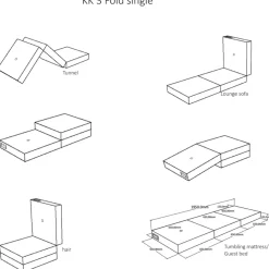 by KlipKlap KK 3 fold Matratze single Multi Grey/Grey Outlet