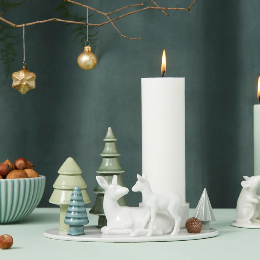 Dottir Nordic Design Kerzenhalter für Blockkerze Winter Stories Deer & Fawn Discount
