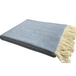 Erika Vaitkute Merinoplaid RUKLA Blau Fischgrat 140x200 Hot