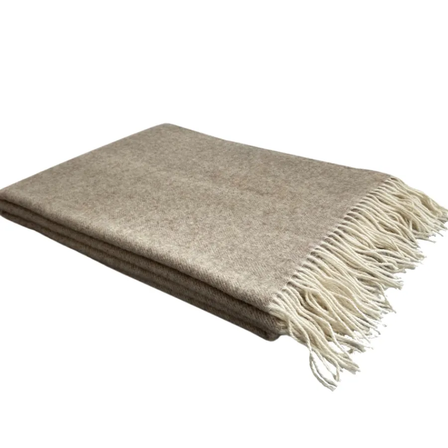Erika Vaitkute Merinoplaid RUKLA Beige Hell Fischgrat 140x200 Online