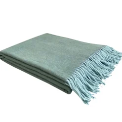 Erika Vaitkute Merinoplaid RUKLA Aqua Fischgrat 140x200 New