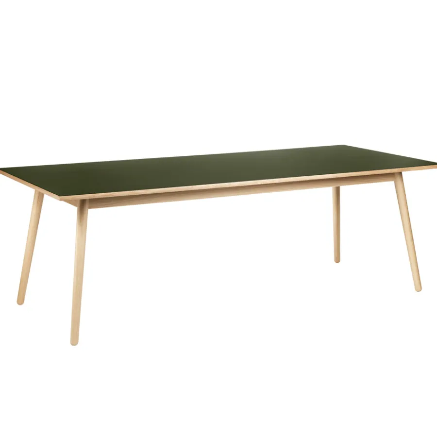 FDB Møbler C35C Rechteckiger Tisch Natur/Oliv Linoleum Oliv Outlet