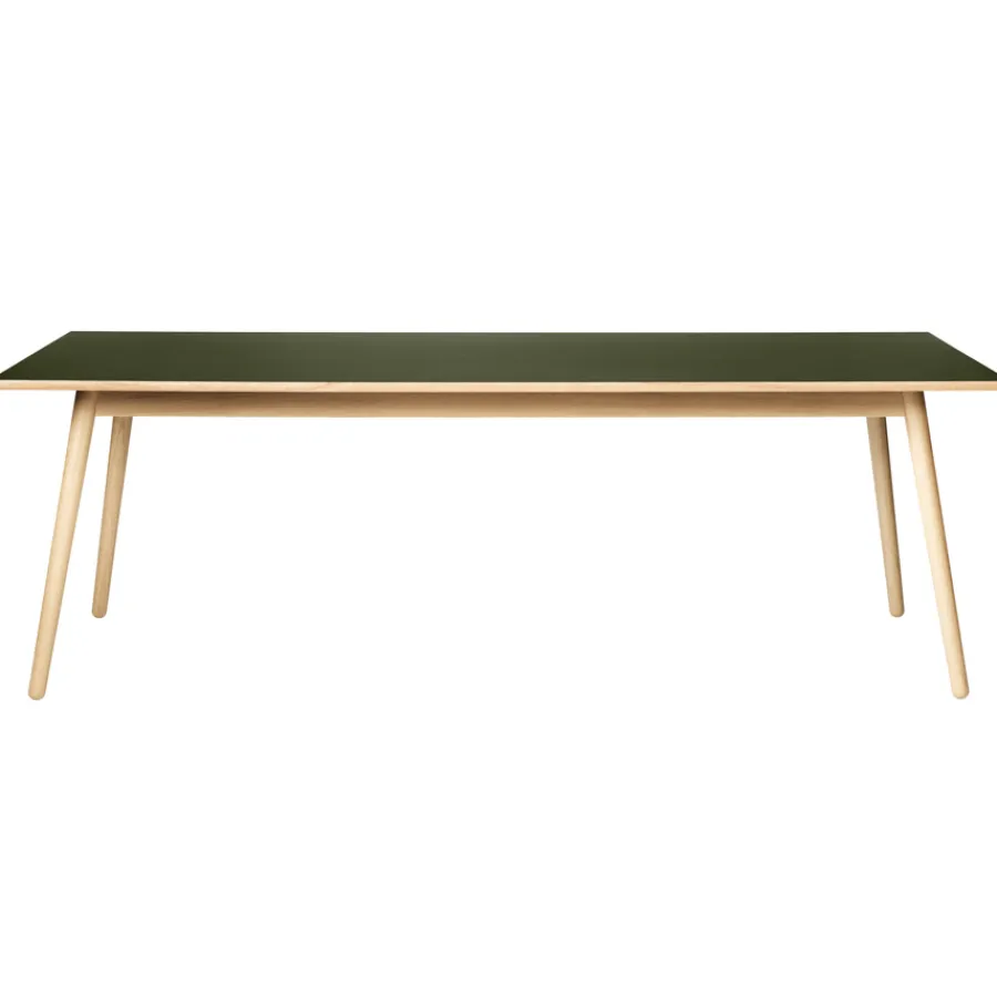 FDB Møbler C35C Rechteckiger Tisch Natur/Oliv Linoleum Oliv Outlet
