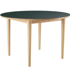 FDB Møbler C62E - Bjørk Esstisch Natur/Dunkelgrün Linoleum Nadelbaum Best