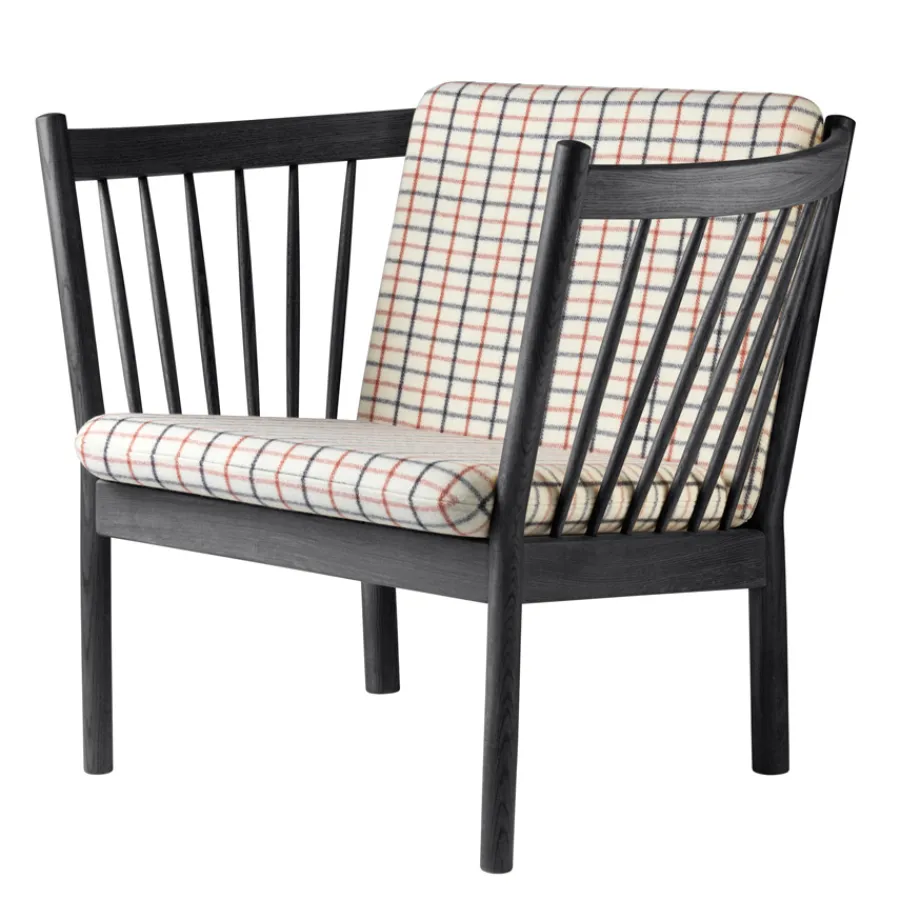 FDB Møbler J146 Sessel Schwarz/Rot kariert New