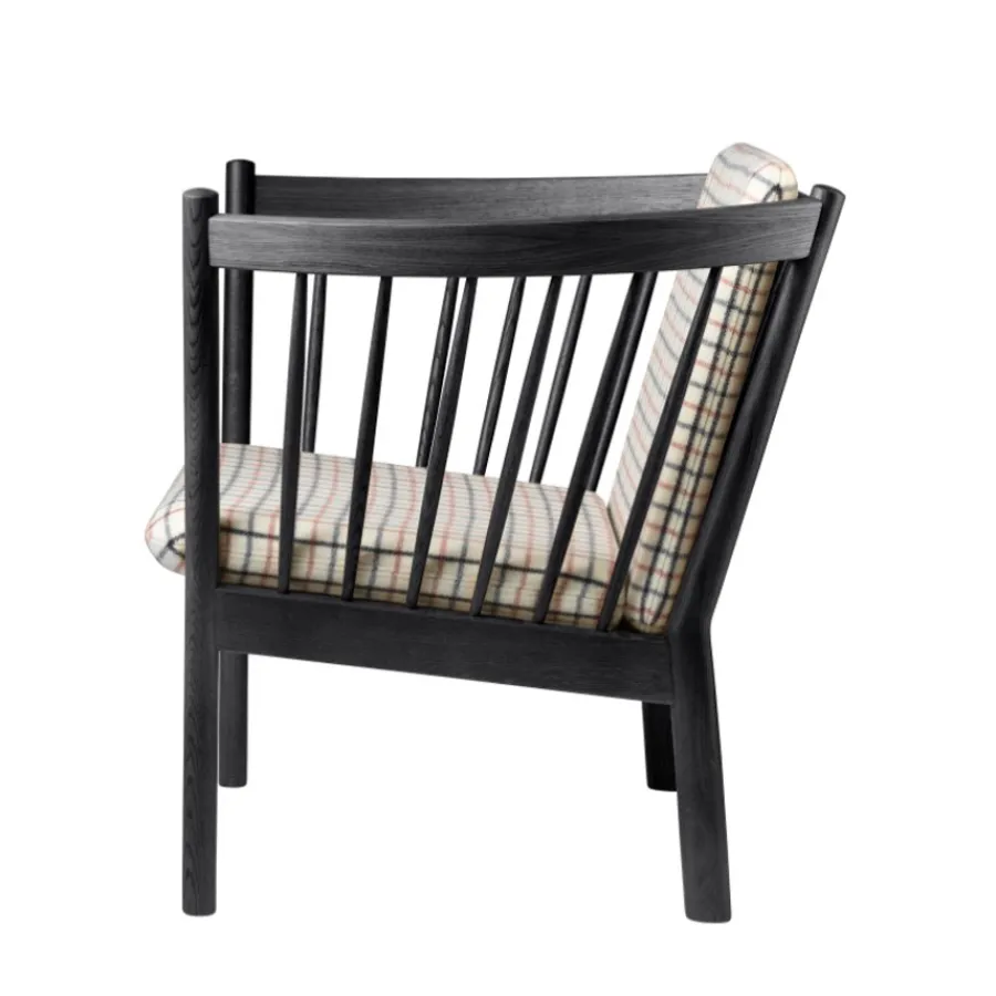FDB Møbler J146 Sessel Schwarz/Rot kariert New
