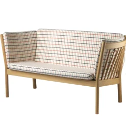 FDB Møbler J148 Sofa Natur/Rot kariert Best