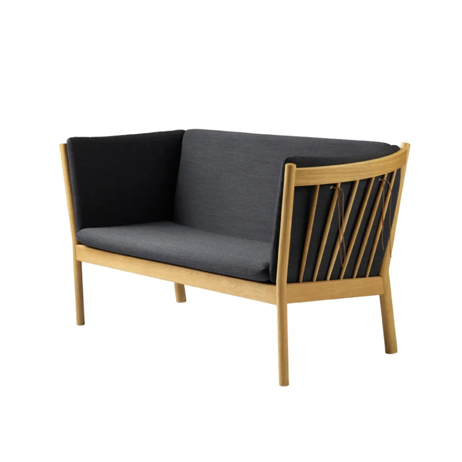 FDB Møbler J148 Sofa 2-Sitzer Eiche/Dunkelgrau Discount