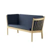 FDB Møbler J148 Sofa 2-Sitzer Eiche/Dunkelblau Best