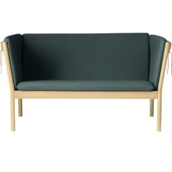 FDB Møbler J148 Sofa 2-Sitzer Eiche/Dunkelgrün New