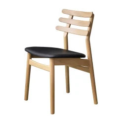 FDB Møbler J48 Stuhl Natur/Leder Schwarz Best