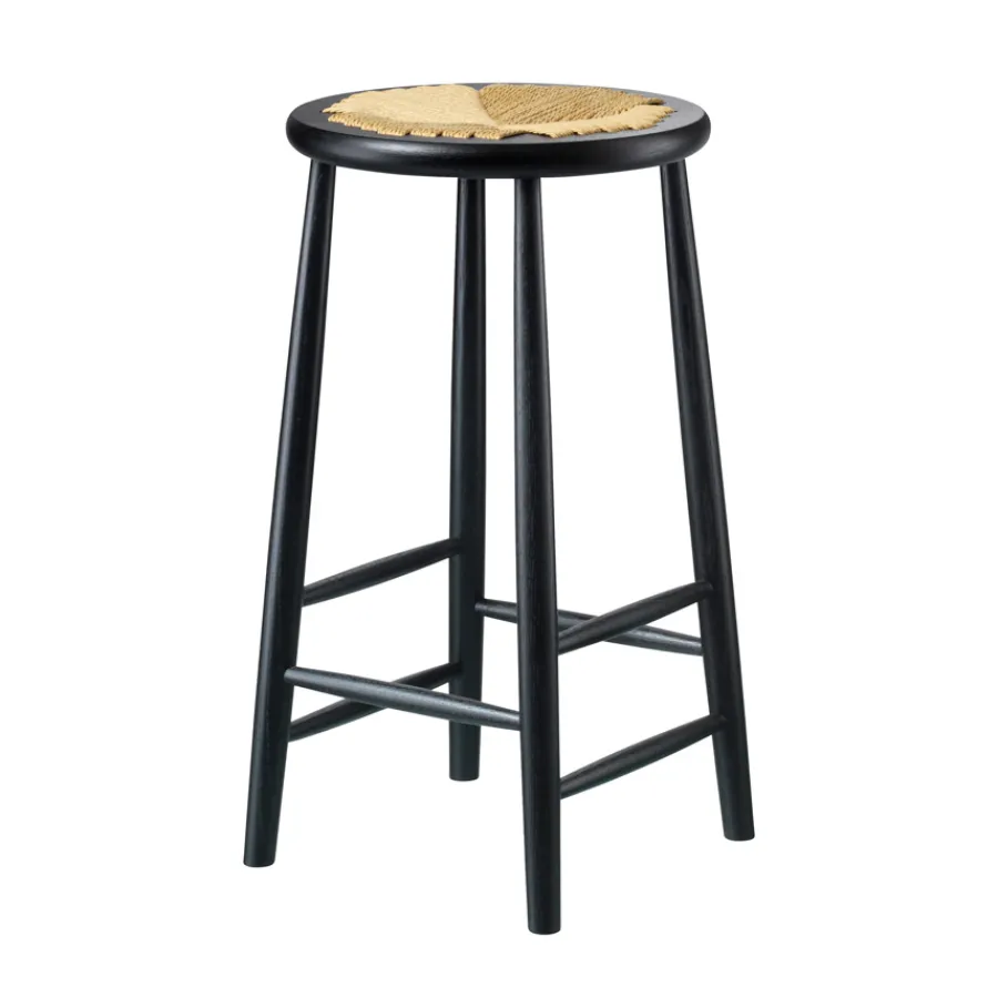 FDB Møbler J165C Hocker Schwarz/Natur New
