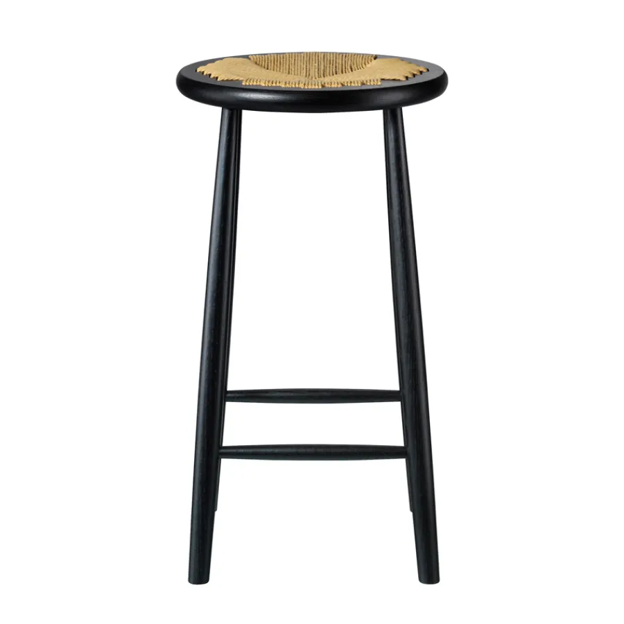 FDB Møbler J165C Hocker Schwarz/Natur New