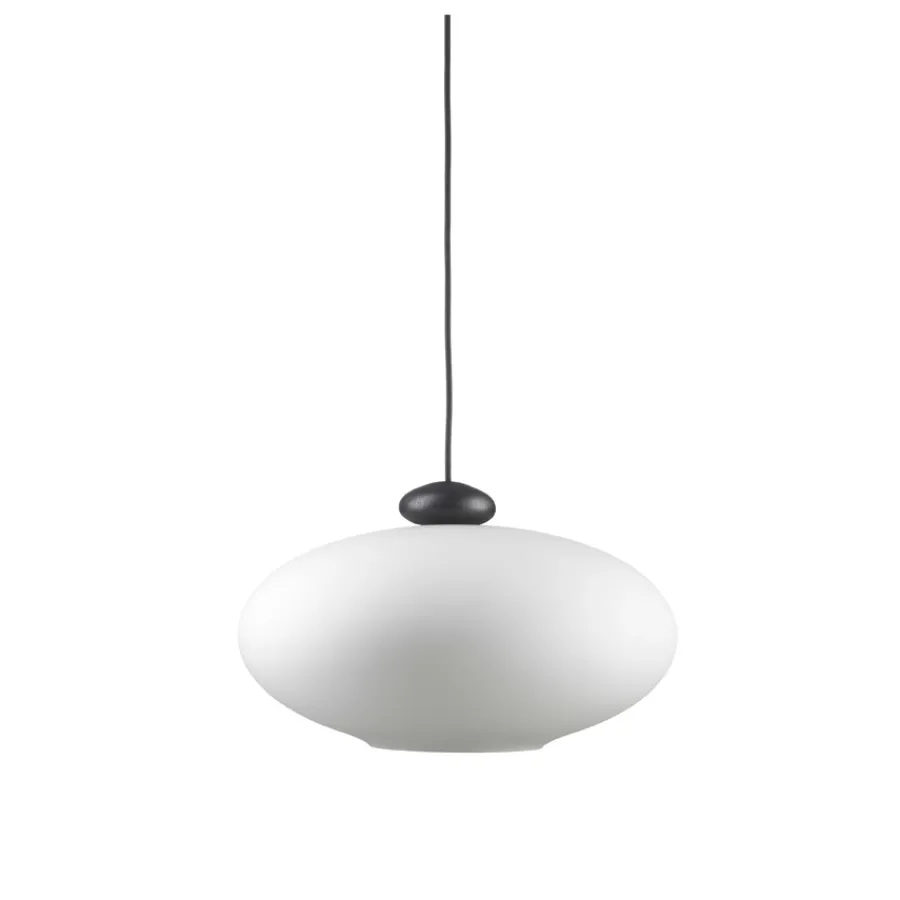 FDB Møbler U3 - Hiti Pendulum Deckenlampe Schwarz, Opales Glas, Schwarzes Kabel Fashion