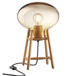 FDB Møbler U4 - Hiti Tischlampe Eiche Bernsteinfarbenes Glas Hot