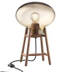FDB Møbler U4 - Hiti Tischlampe Walnuss Bernsteinfarbenes Glas Fashion