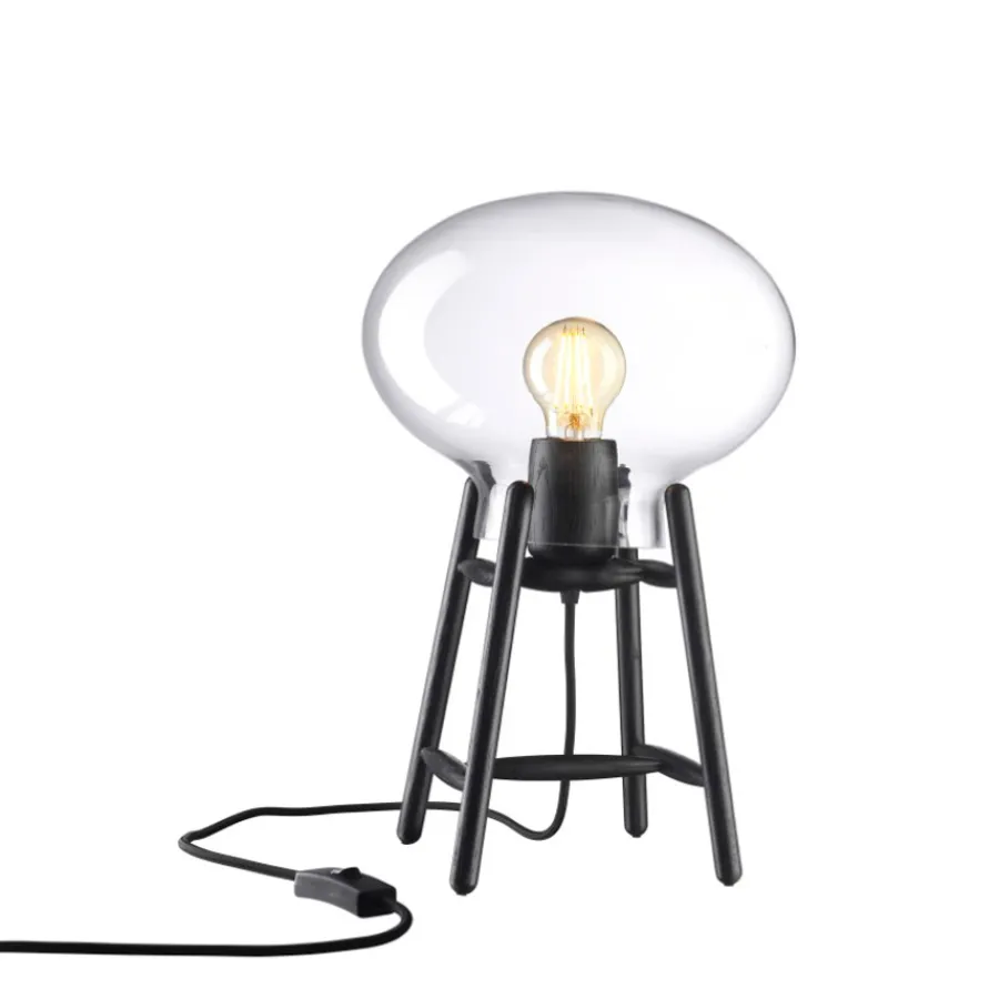 FDB Møbler U4 - Hiti Tischlampe Schwarz, Klares Glas, Schwarzes Kabel Hot