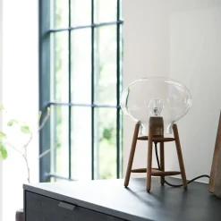 FDB Møbler U4 - Hiti Tischlampe Eiche Bernsteinfarbenes Glas Hot