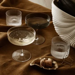 Ferm Living Flache Gläser Ripple Clear 4er-Set Clearance