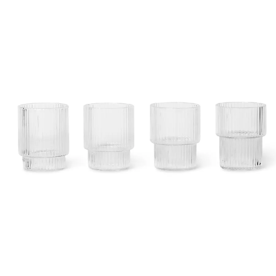 Ferm Living Mini-Glas Ripple Clear 4er-Set Sale