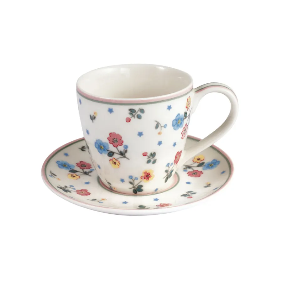 GreenGate Espresso-Tasse mit Unterteller Adelena white Best