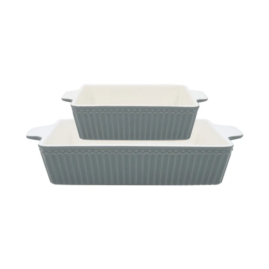 GreenGate Ofenform Alice stone grey eckig small 2er-Set Best