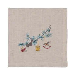 GreenGate Stoffserviette Xmas branch pale grey bestickt New