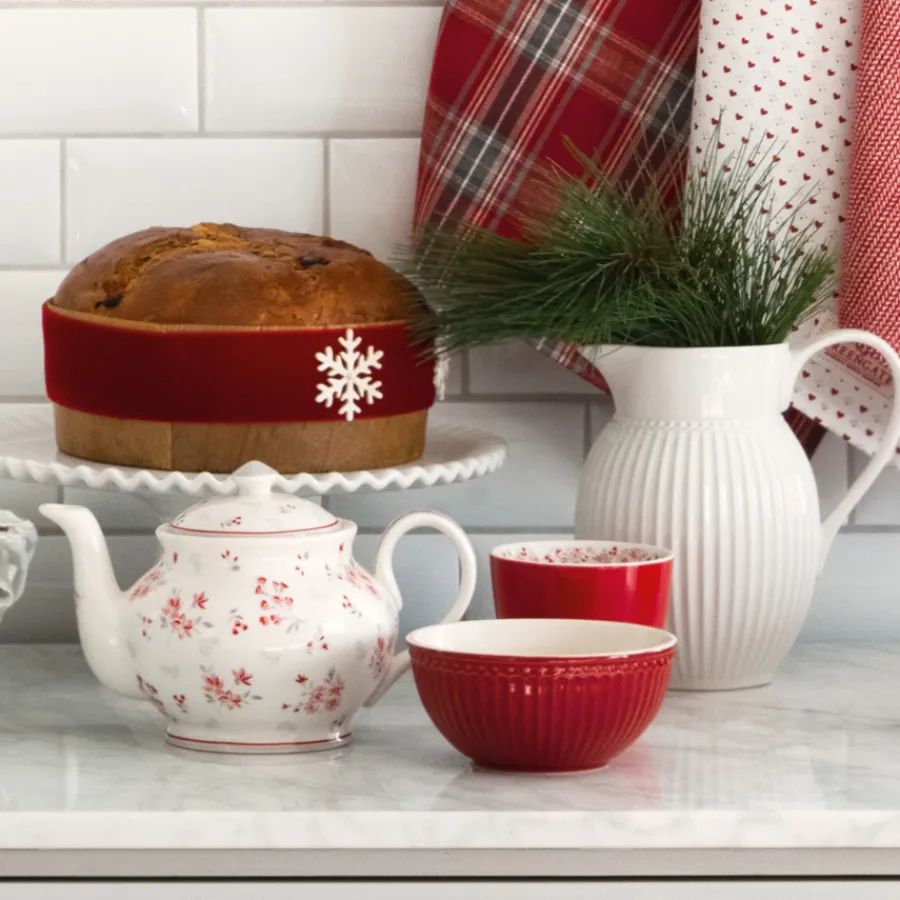 GreenGate Teekanne rund Emberly white Clearance