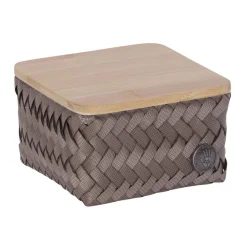 Handed By Korb Eckig Top Fit Tiny Taupe mit Bambus-Deckel Sale