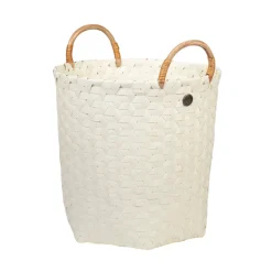 Handed By Korb Rund Dimensional mit Rattan Griffen Ecru White M Fashion
