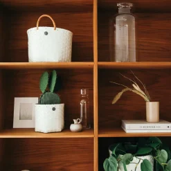 Handed By Korb Rund Dimensional mit Rattan Griffen Ecru White M Fashion
