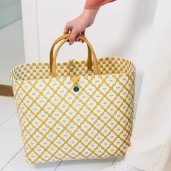 Handed By Shopper Motif White/Mustard New