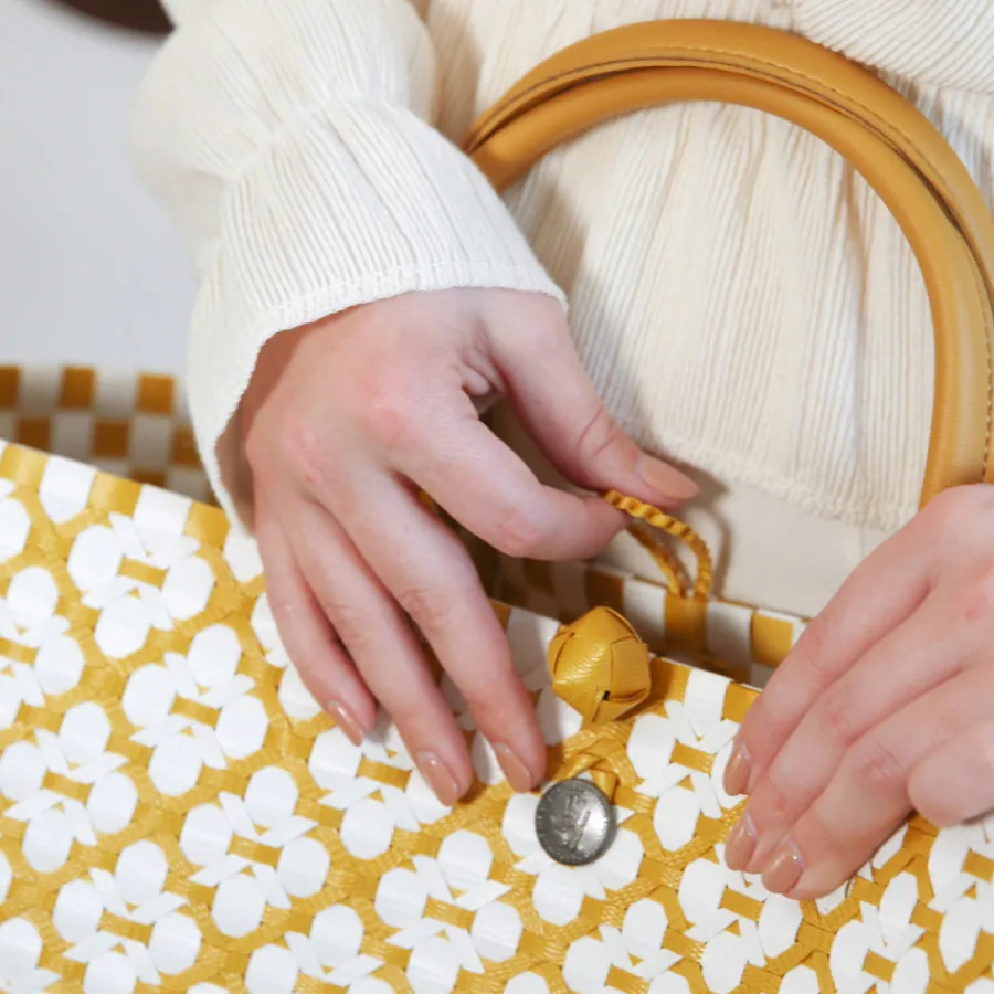 Handed By Shopper Motif White/Mustard New