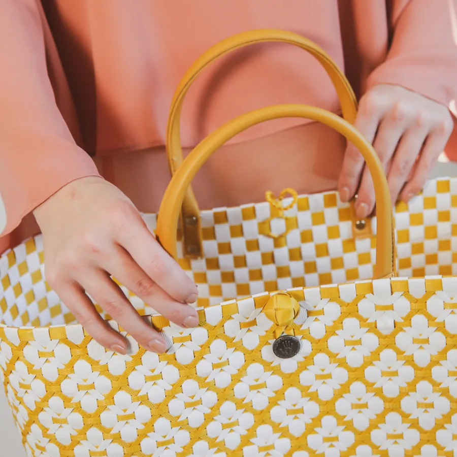 Handed By Shopper Motif White/Mustard New