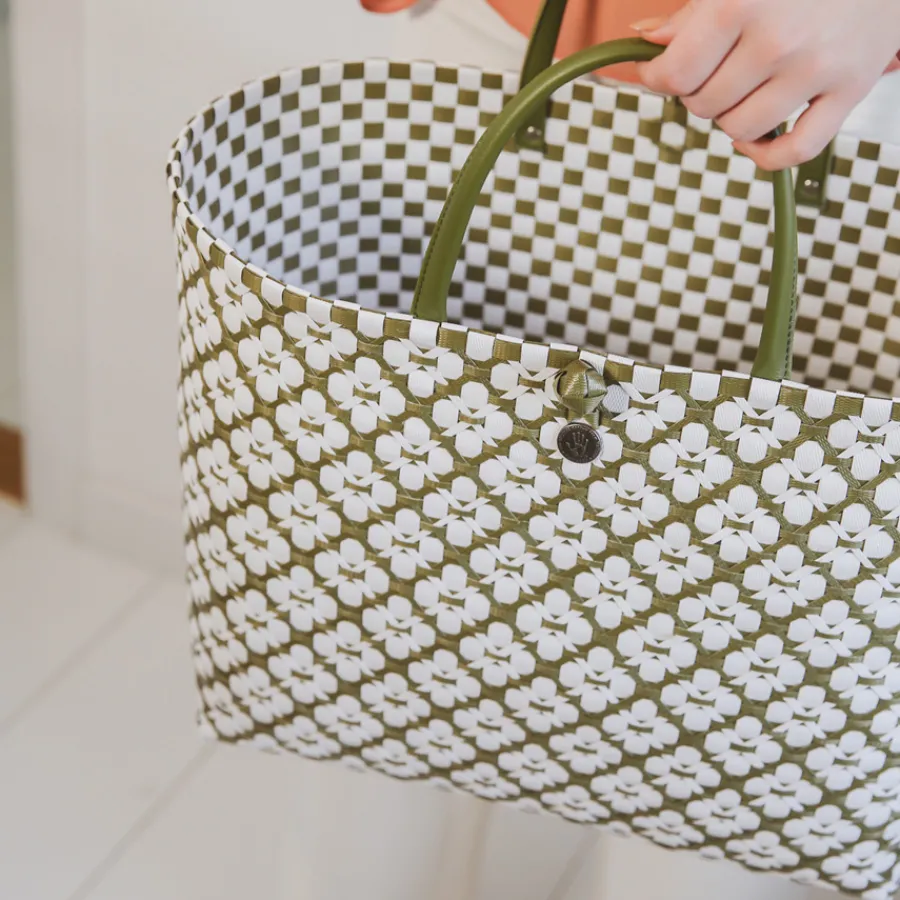 Handed By Shopper Motif White/Olive New