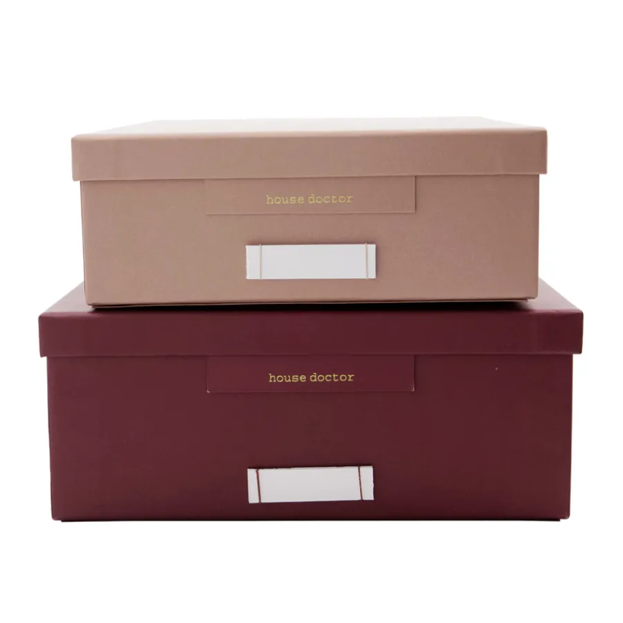 House Doctor Aufbewahrungsschachtel Keep Bordeaux/Rosa 2er-Set New