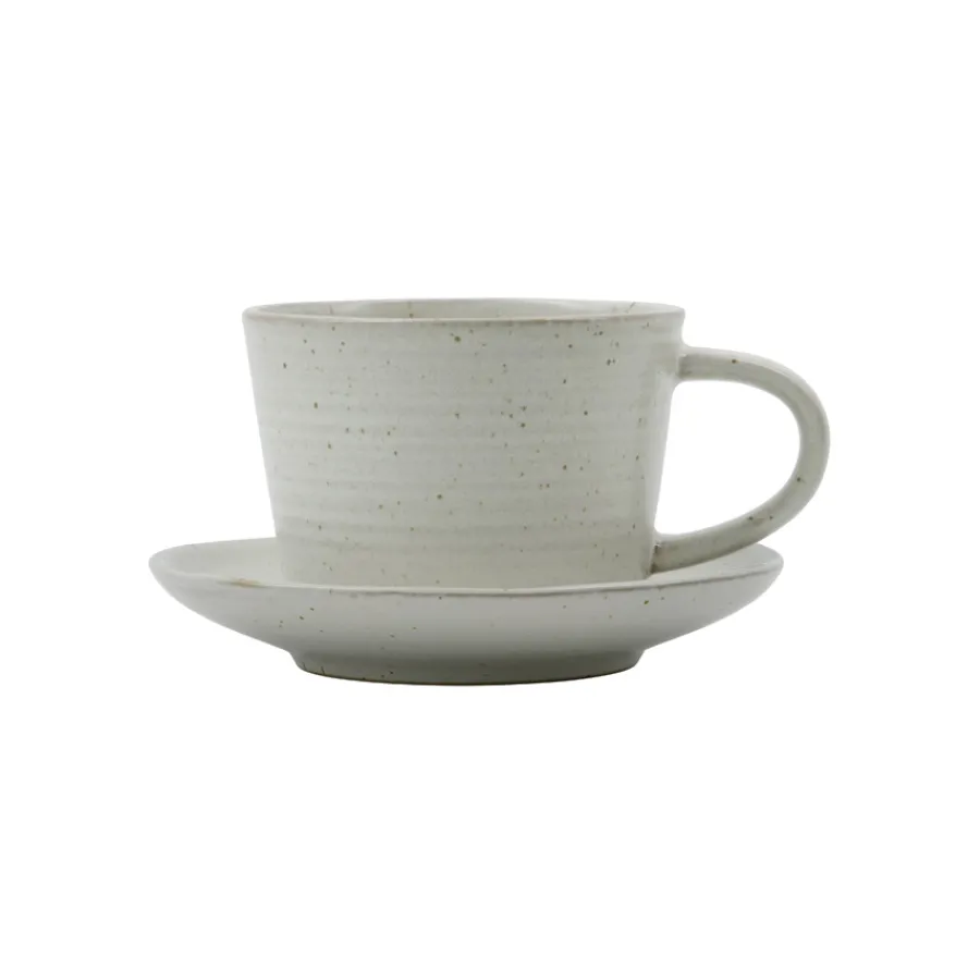 House Doctor Kaffeetasse mit Untertasse Pion Grau/ weiß Discount