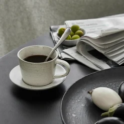 House Doctor Kaffeetasse mit Untertasse Pion Grau/ weiß Discount