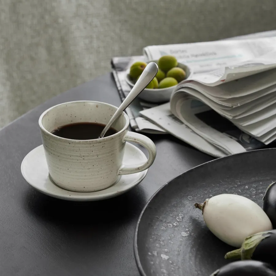 House Doctor Kaffeetasse mit Untertasse Pion Grau/ weiß Discount