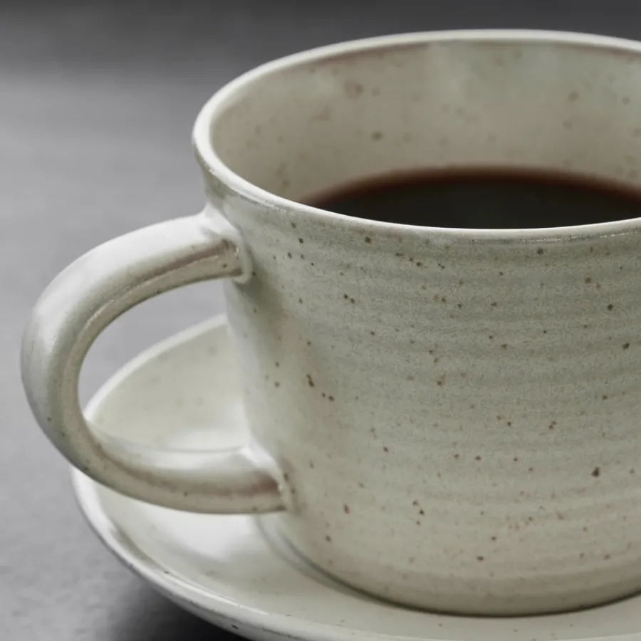 House Doctor Kaffeetasse mit Untertasse Pion Grau/ weiß Discount