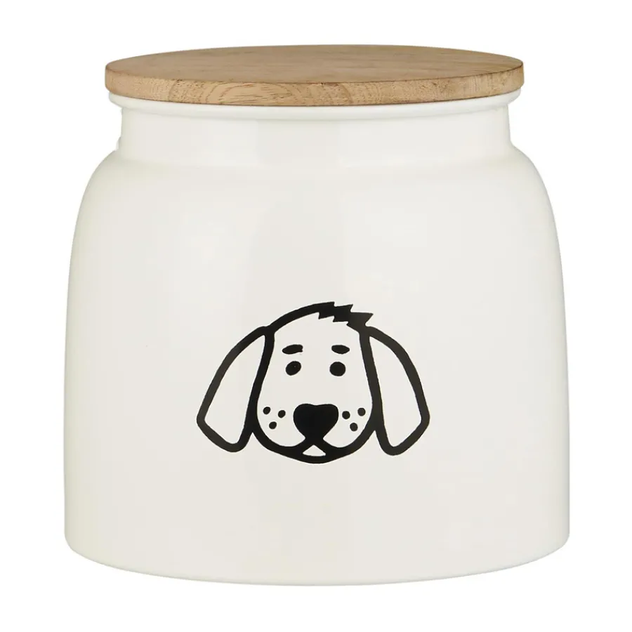 IB LAURSEN Dose für Hundefutter Weiß Holzdeckel 2,2 L Hot