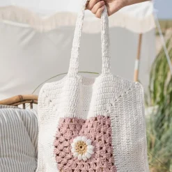 IB LAURSEN Gehäkelte Tasche coral almond/butter cream Blume Online