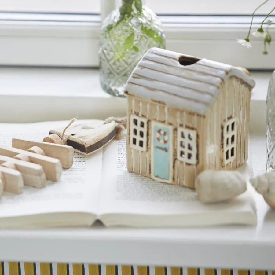 IB LAURSEN Haus für Teelicht Løkken Beige/ Tür Türkis Best